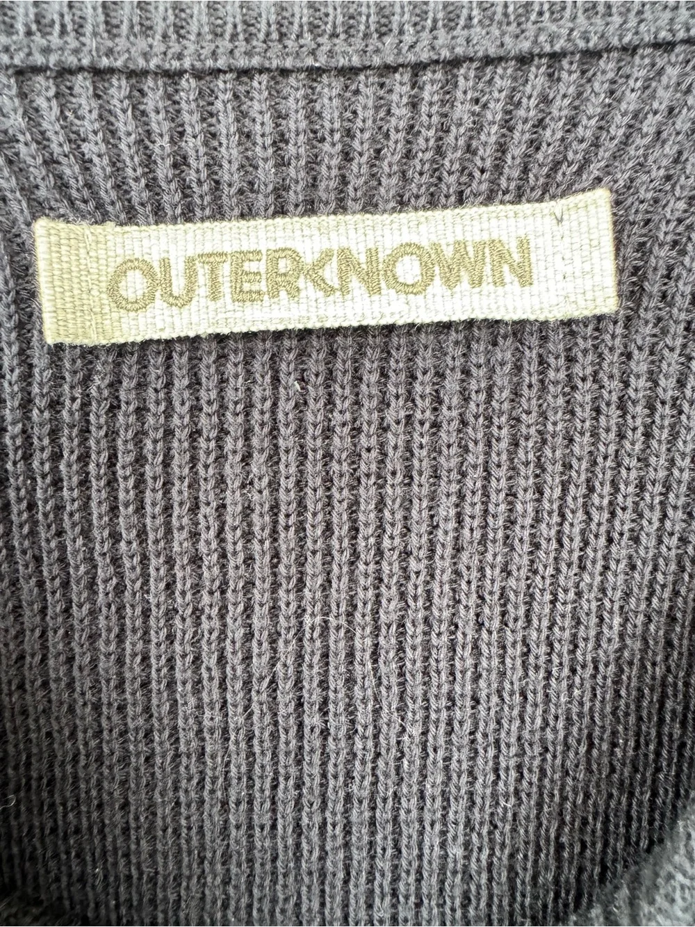 Outerknown Nostalgic Sweater Men’s XL Navy Burnt Rainbow Organic Cotton